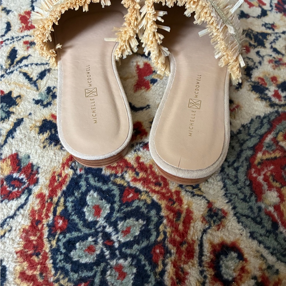 Michelle McDowell Carmen Natural Tan Woven Raffia Mules Sz 8 NWOB - Picture 4 of 5